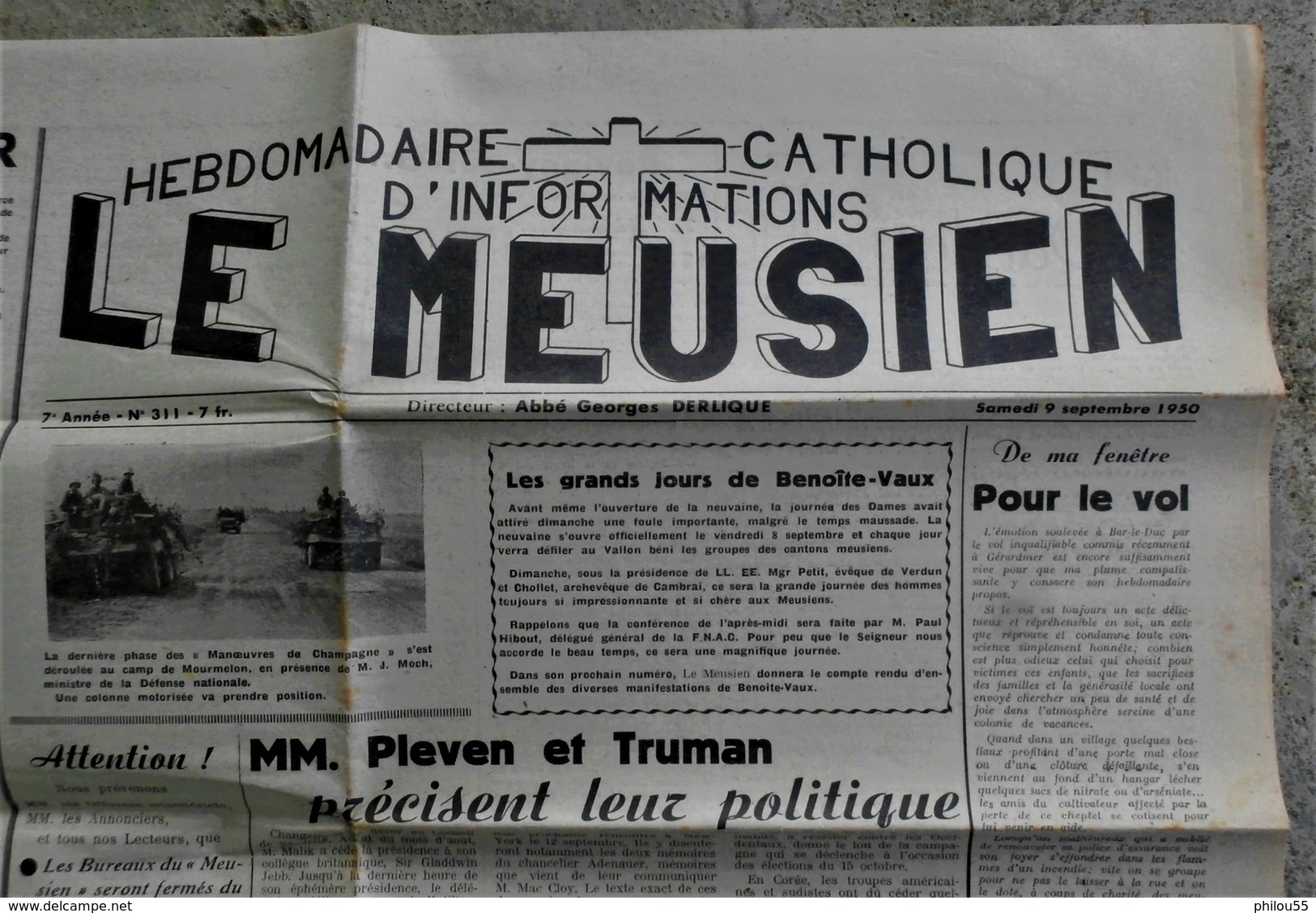 55 BAR LE DUC  Journal LE MEUSIEN 1950 Commercy St Mihiel Etain Verdun.... - 1950 à Nos Jours