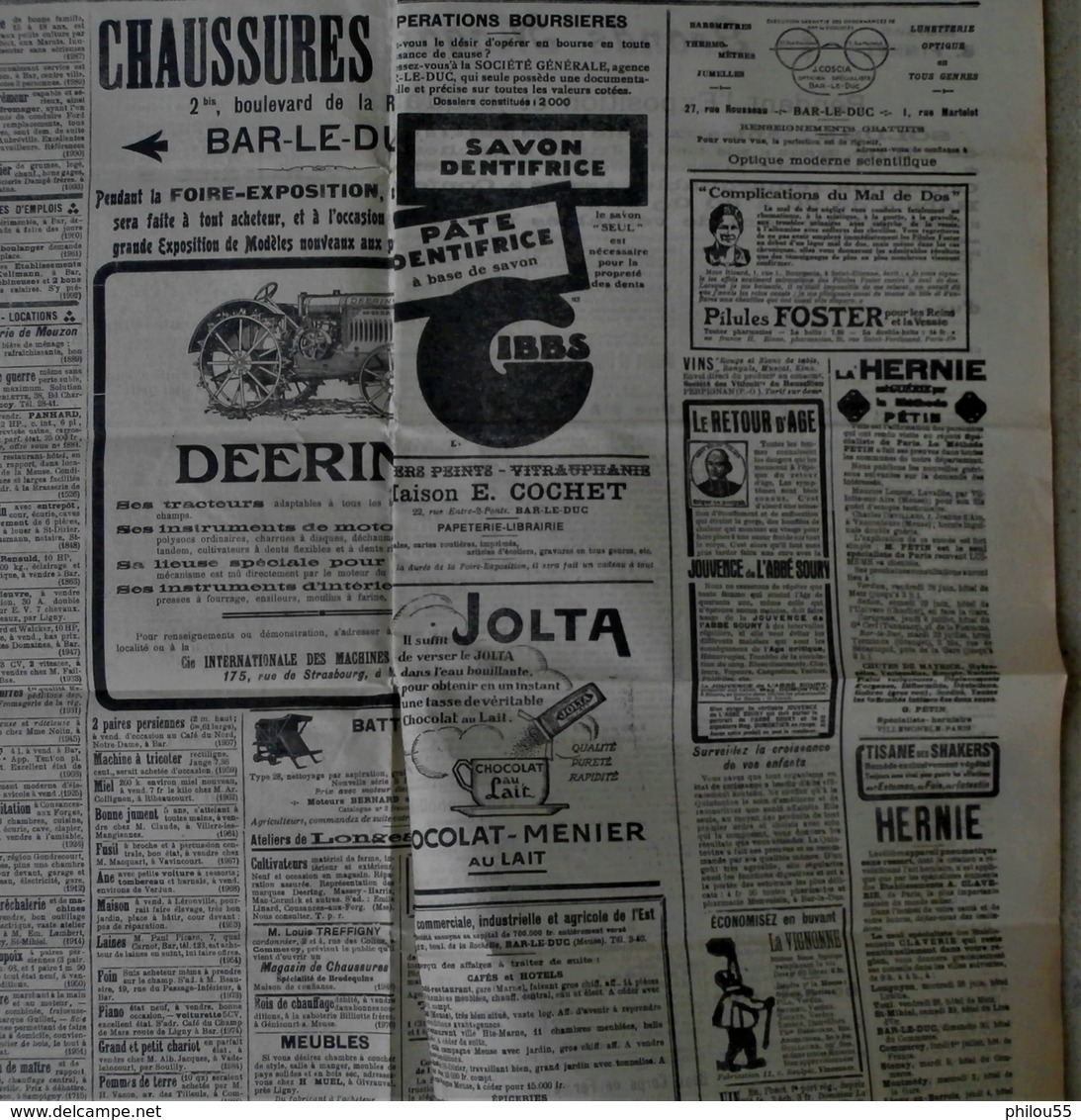 55 BAR LE DUC  Journal LA CROIX MEUSIENNE 1929 Commercy St Mihiel Etain Verdun TOP PUB Tampon Mairie - Autres & Non Classés