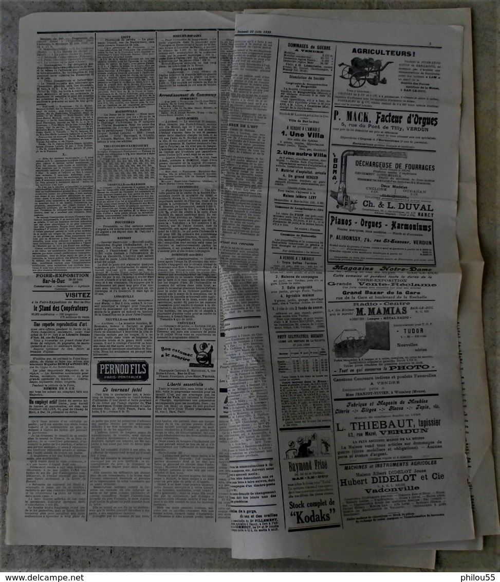 55 BAR LE DUC  Journal LA CROIX MEUSIENNE 1929 Commercy St Mihiel Etain Verdun TOP PUB Tampon Mairie - Autres & Non Classés