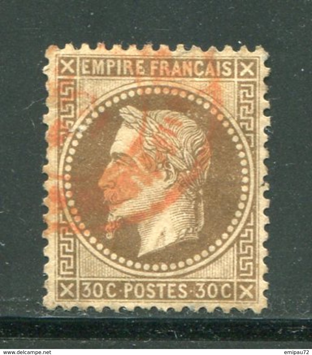 FRANCE- Y&T N°30- Oblitération Rouge (défectueux- Coupé) - 1863-1870 Napoleon III With Laurels