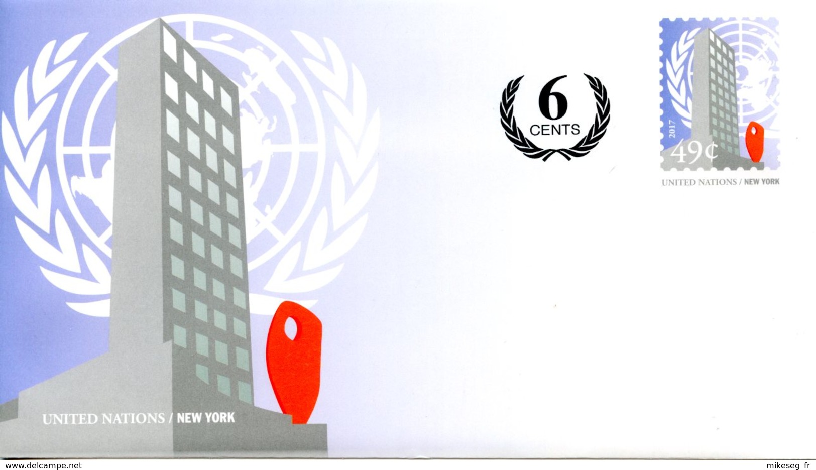 ONU New-York 2019 - Entier Postal Format Standard 49+6c Neuf ** - Poste Aérienne