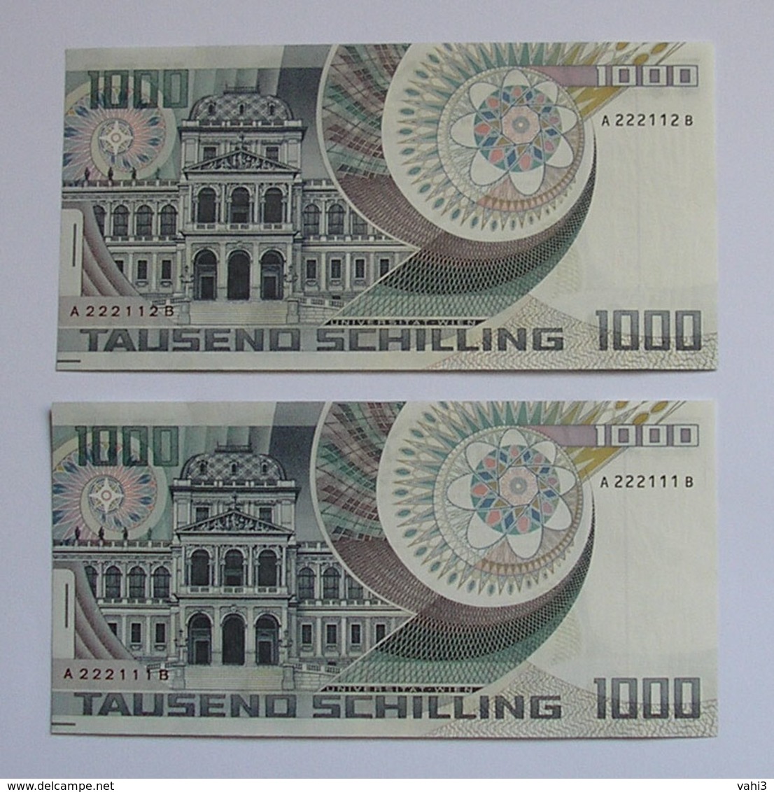 Austria 1000 Schilling 1983 UNC 2 Pcs Running Numbers - Austria