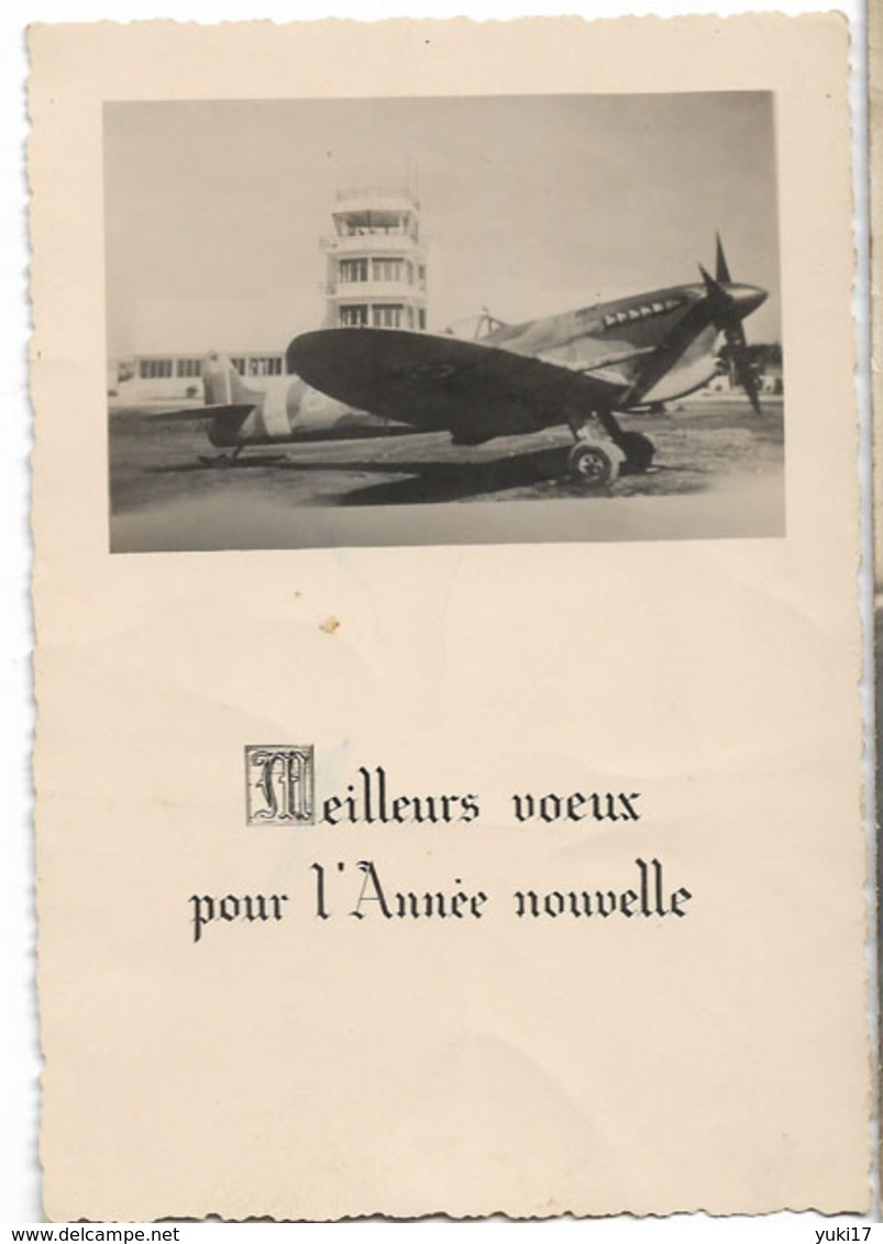 AVIATION AVION SPITFIRE PHOTO MEILLEURS VOEUX - 1939-1945: 2ème Guerre