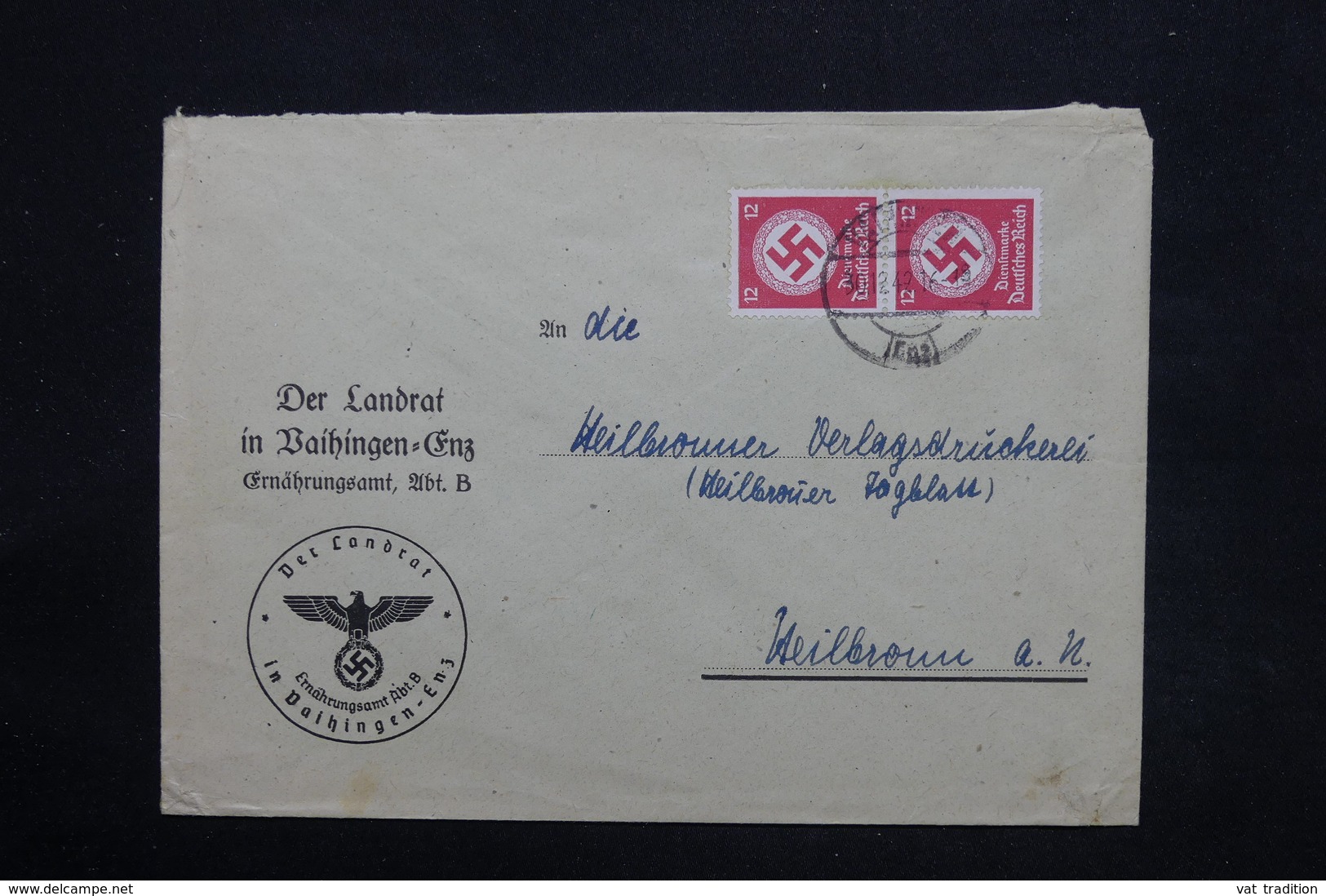 ALLEMAGNE - Enveloppe De Baihingen  Pour Heilbronn En 1942 , Affranchissement Plaisant - L 25225 - Service