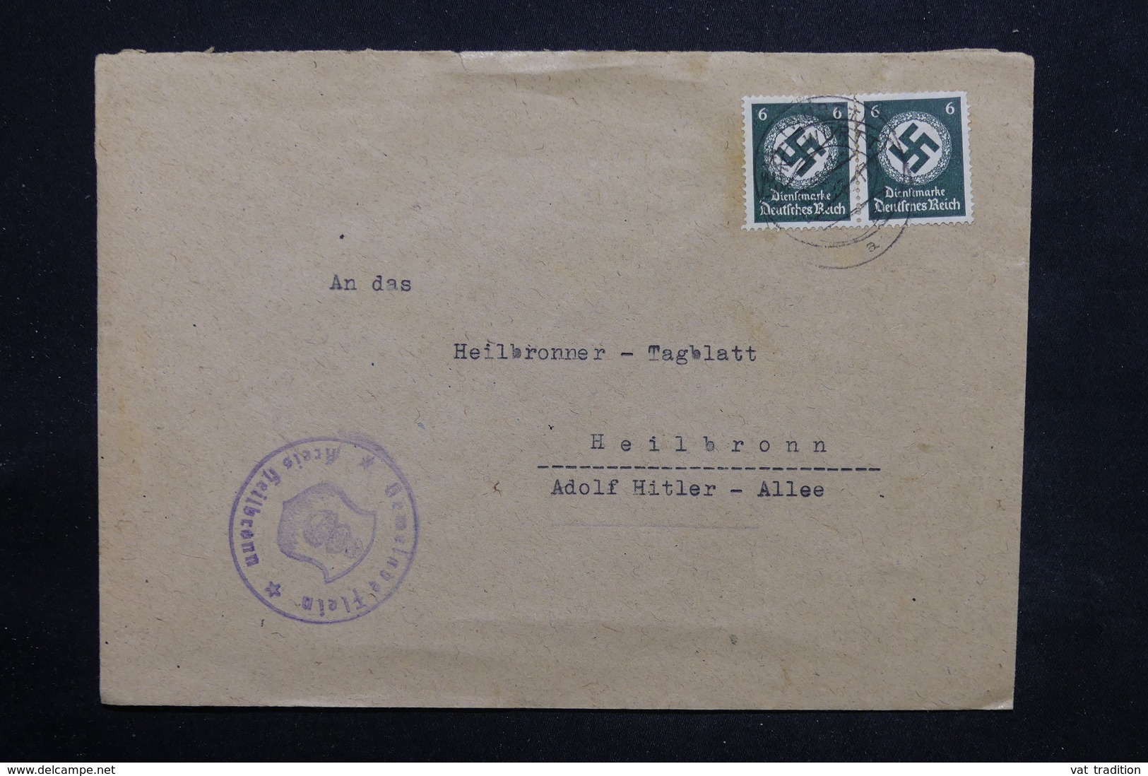 ALLEMAGNE - Enveloppe Pour Heilbronn En 1943 , Affranchissement Plaisant - L 25226 - Service