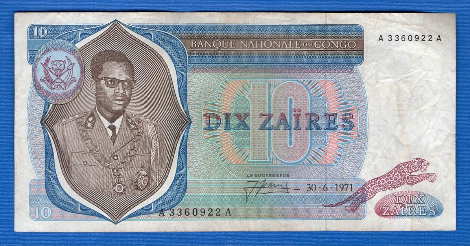 Congo  10  Zaire  30/6/1971  Rare - République Démocratique Du Congo & Zaïre