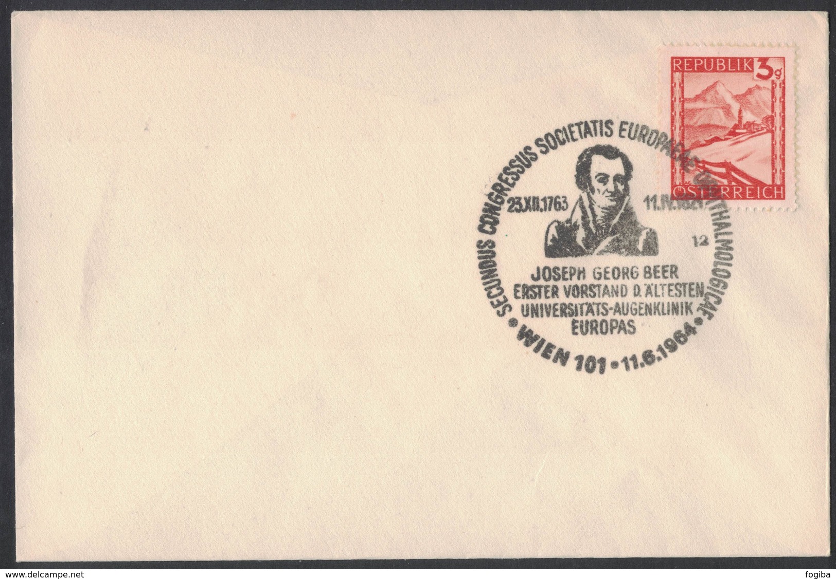 YN307   Austria Wien 1964 / Medicine / Congress Of Ophthalmology / Joseph Georg Beer / Special Postmark - Medicina