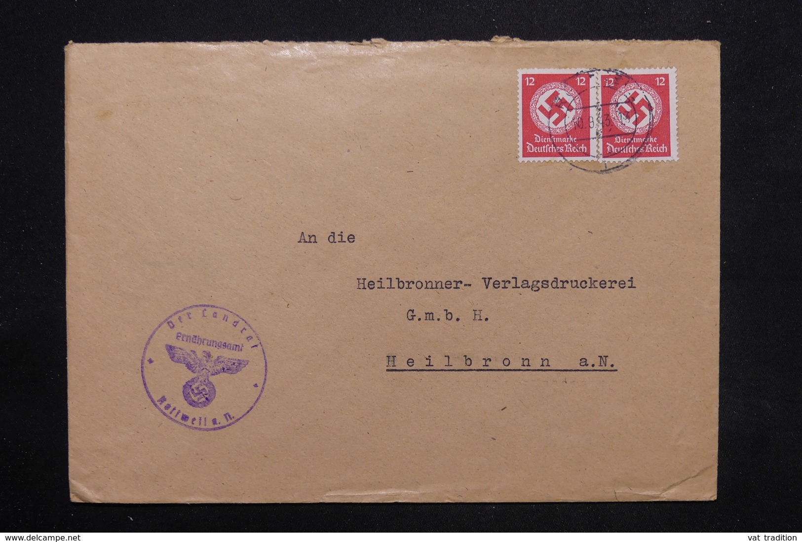 ALLEMAGNE - Enveloppe Pour Heilbronn En 1943 , Affranchissement Plaisant - L 25232 - Service