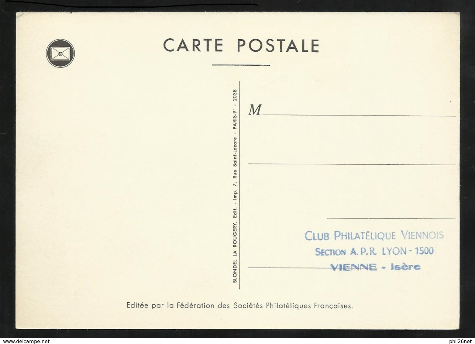 Carte Maximum Premier Jour Vienne Le 18/03/1961 Type 2  Le N° 1285 Journée Du Timbre Facteur TB  - 1960-1969