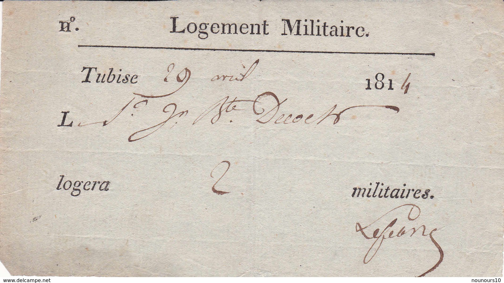 Bon Pour Achat Viande Armée Napoléonienne Nogent Sur Seine (Aube) Et Billet Logement - Documentos Históricos