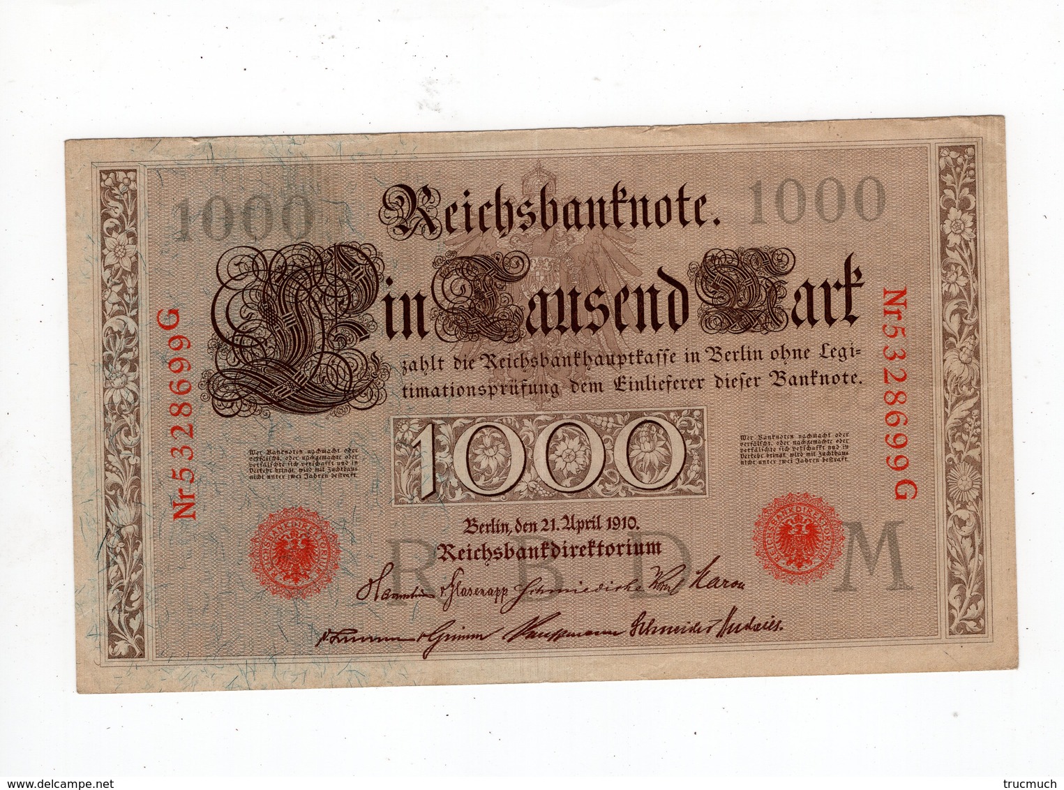 9 - Allemagne - 1000 Mark - 21.04.1910 - M - 1000 Mark