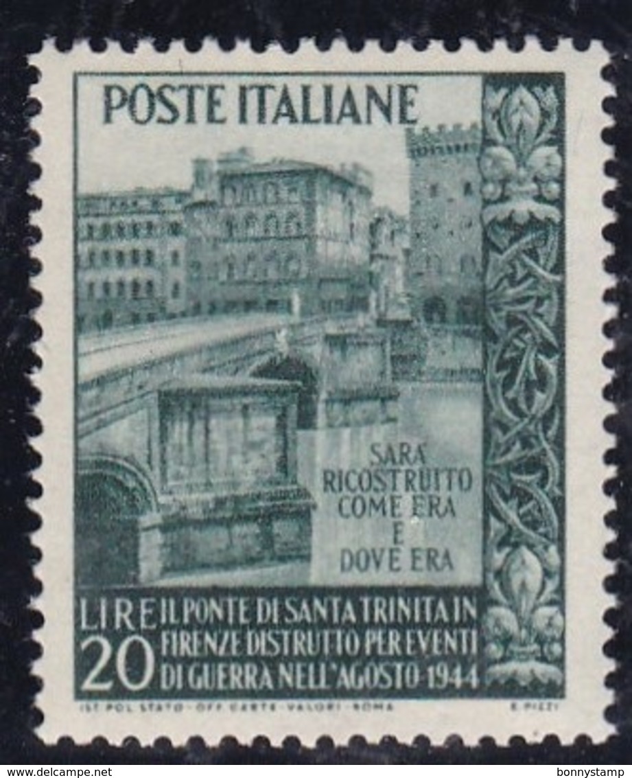 Repubblica Italiana, 1949 - 20 Lire Ponte Di Santa Trinità - Nr.613 MNH** - 1946-60: Nuovi