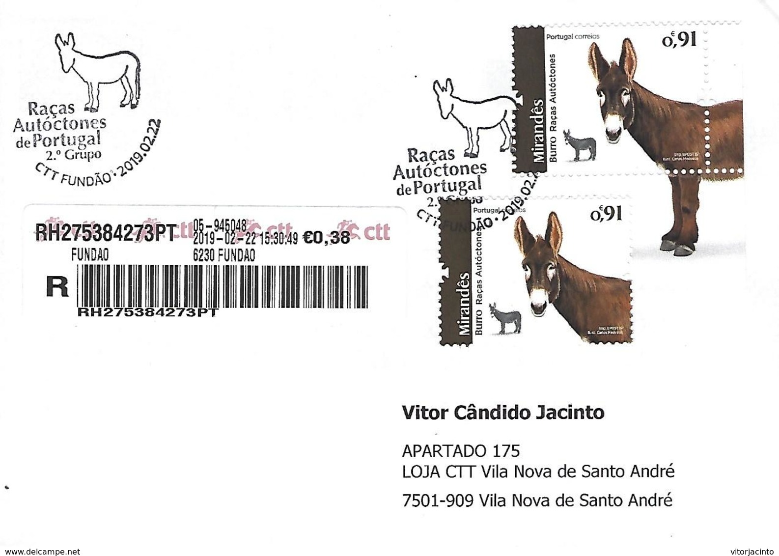 PORTUGAL Postmarked - Portuguese Autochthones Breeds (The Miranda Donkey) - Donkeys