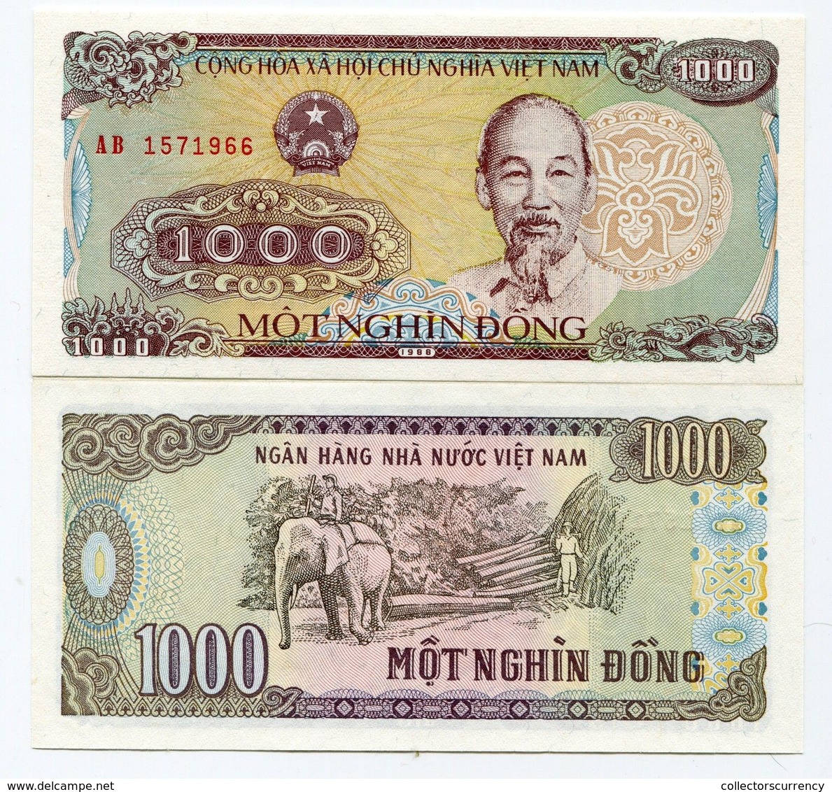 Vietnam 1000 Dong 1988 P106 UNC Banknote Paper Money - Vietnam