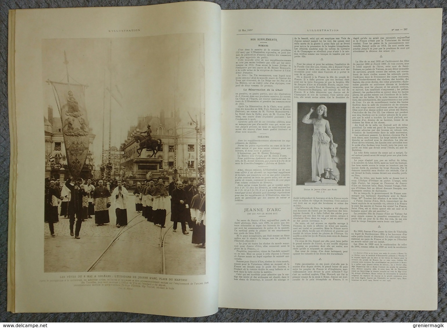 L'Illustration 4028 15 mai 1920 Jeanne d'Arc Orléans/Maroc Casablanca/André Tardieu/Cheminots/Cappiello/Georges Conrad