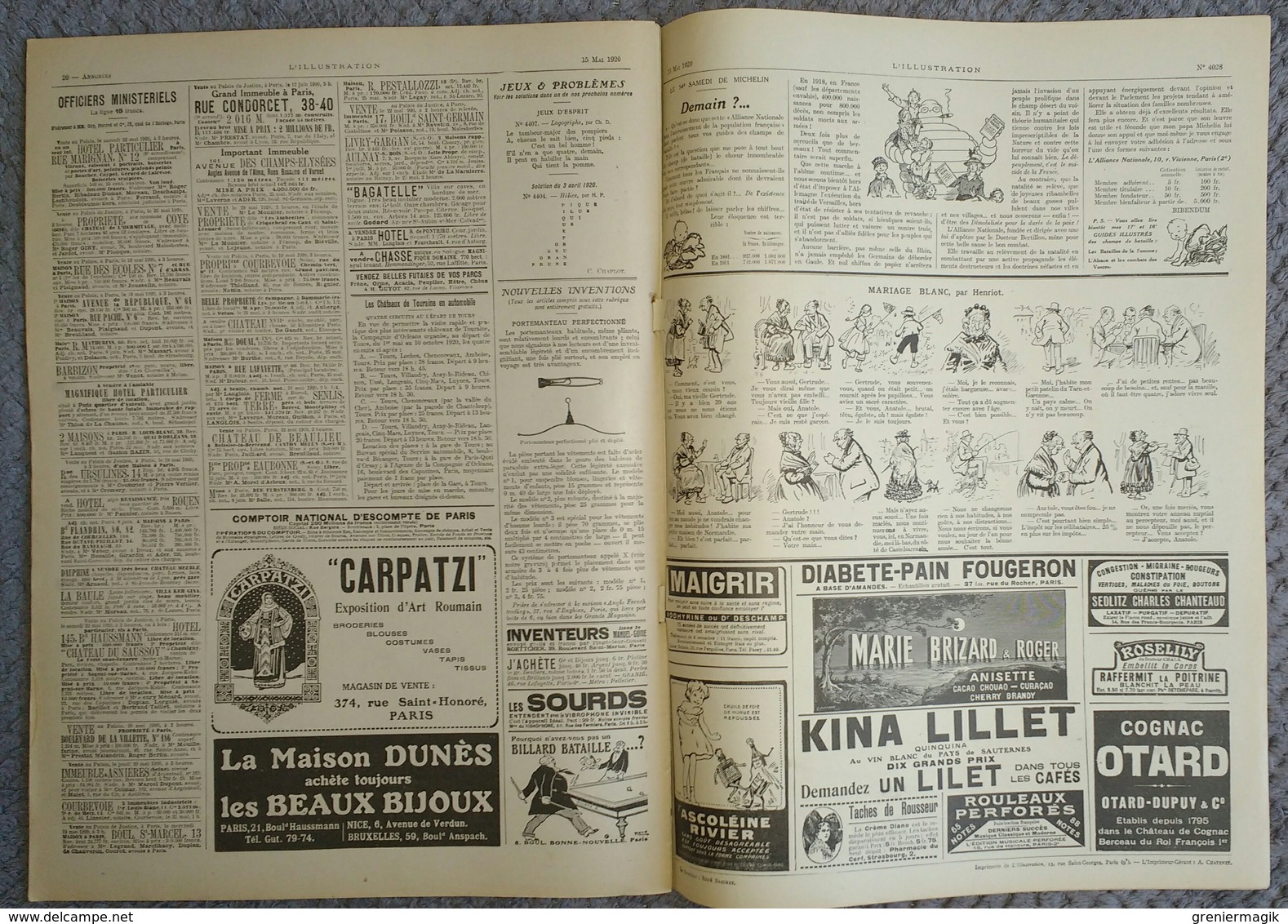 L'Illustration 4028 15 mai 1920 Jeanne d'Arc Orléans/Maroc Casablanca/André Tardieu/Cheminots/Cappiello/Georges Conrad