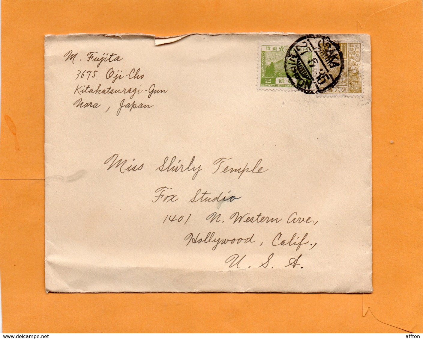 Japan 1935 Cover Mailed To Shirley Temple Famous Actress - Lettres & Documents