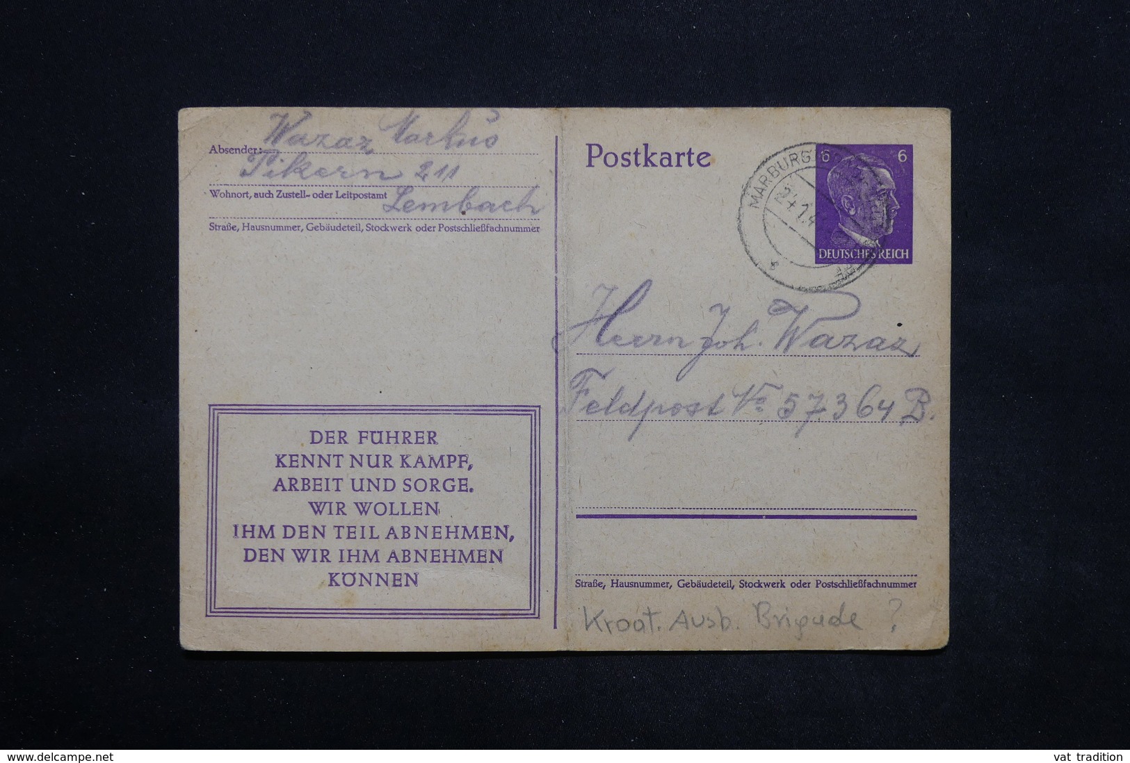 ALLEMAGNE - Entier Postal De Lembach Pour Un Soldat , à étudier - L 25259 - Lettres & Documents