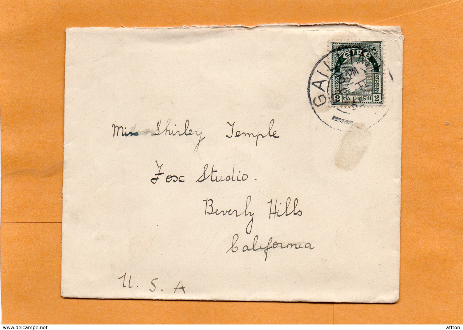 Ireland 1935 Cover Mailed To Shirley Temple Famous Actress - Cartas