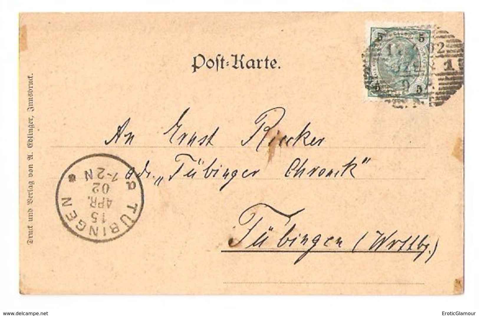 1902 KARERPASS HOTEL. Artist Signed Postcard Ansichtskarte. Mailed To The Tübinger Chronik Newspaper. - Bolzano