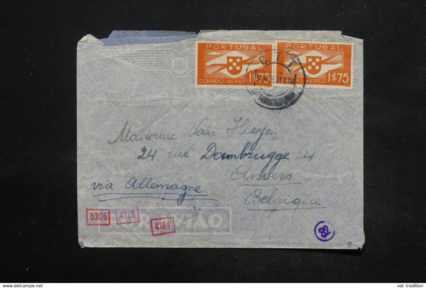 PORTUGAL - Enveloppe De Lisbonne Pour La Belgique En 1941 Avec Contrôle Postal Allemand - L 25263 - Lettres & Documents