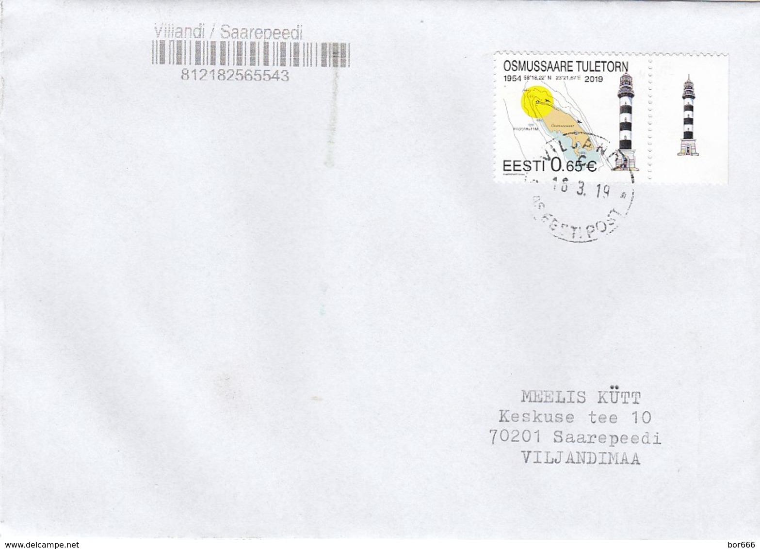 GOOD ESTONIA Postal Cover 2019 - Good Stamped: Osmussaare Lighthouse - Estonia