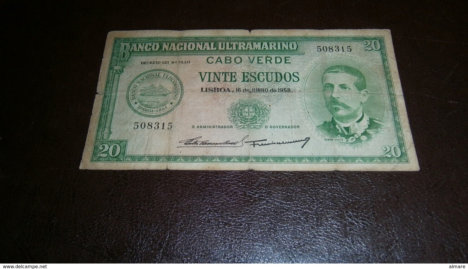 CAPE VERDE 20 ESCUDOS 1958 - Cape Verde