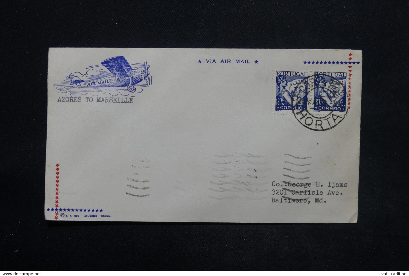 PORTUGAL - Enveloppe Par Avion De Horta Pour Baltimore En 1939, Affranchissement Plaisant - L 25271 - Lettres & Documents