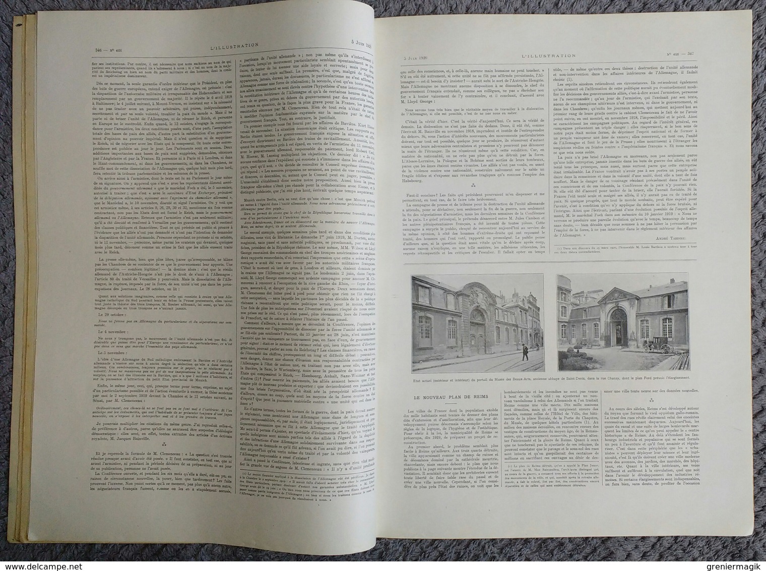 L'Illustration 4031 5 juin 1920 Nouveau plan de Reims/Statuaire Paul Dardé/André Tardieu/Arènes de Nîmes/Jeanne d'Arc