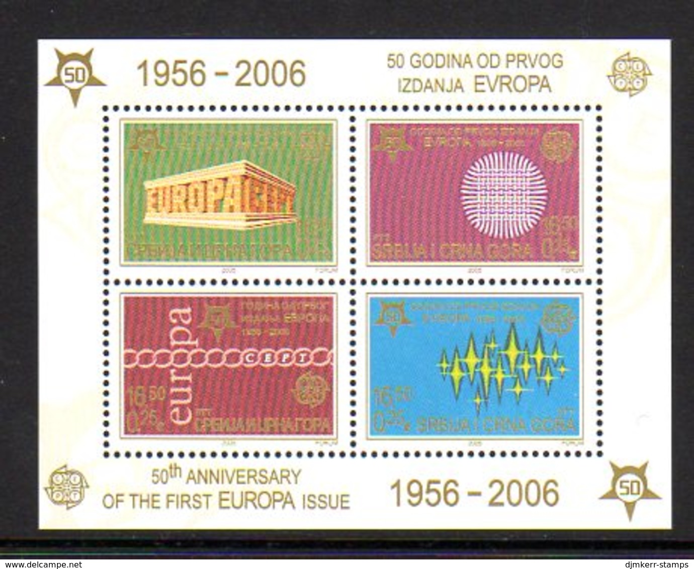 SERBIA & MONTENEGRO 2005 50th Anniversary Of Europa Stamps Blocks (2) MNH/**.  Michel Block 59-60 - Blocks & Kleinbögen