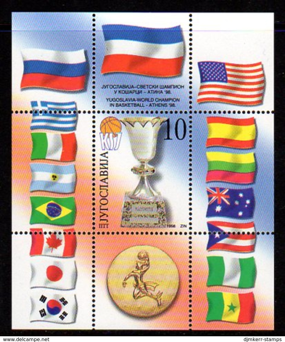 YUGOSLAVIA 1998 Basketball Championship Block MNH / **.  Michel Block 47 - Blocks & Kleinbögen