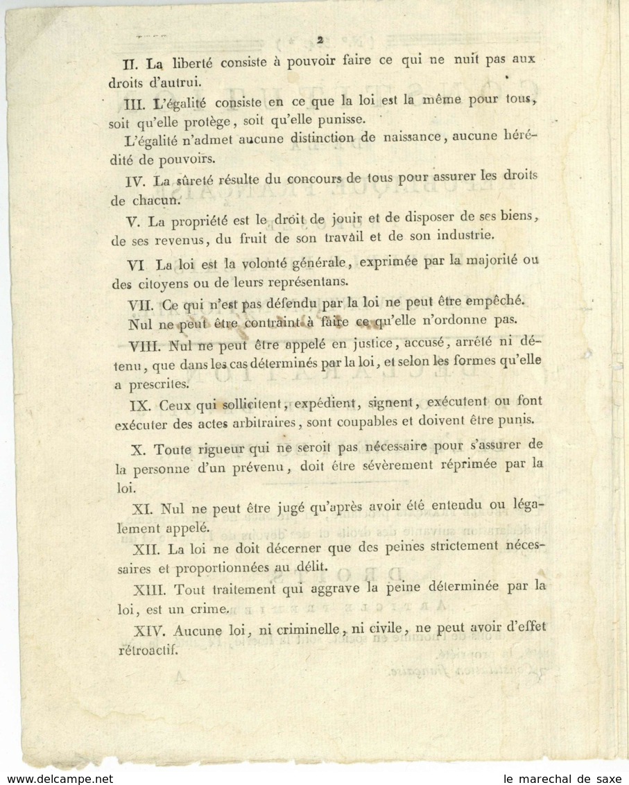 1795 Constitution De La Republique Francaise Par La Convention Nationale An III Revolution - Décrets & Lois