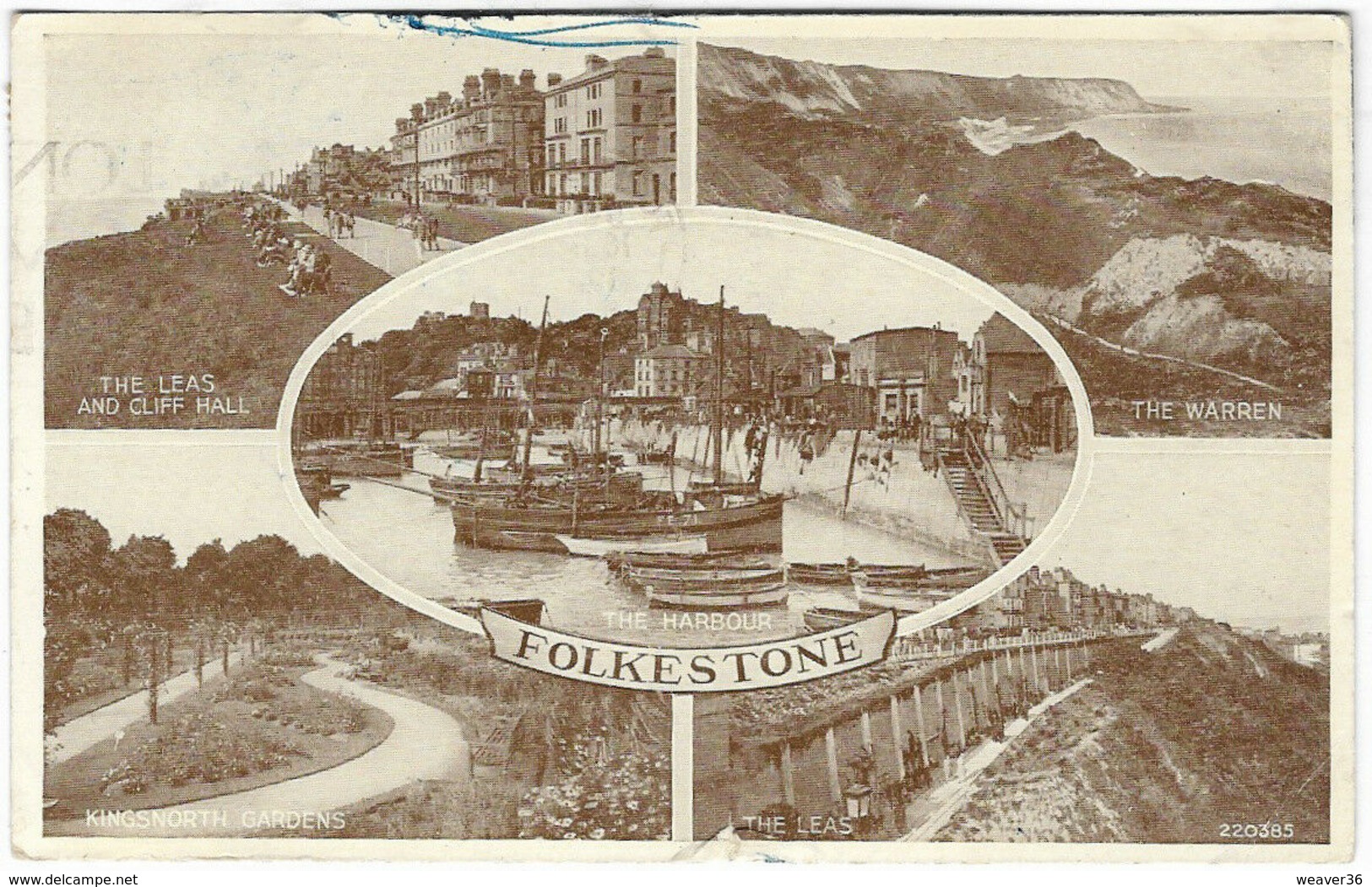 FOLKESTONE Multiview Posted 1953 (Valentine's, 220385) [P0121/5/1D] - Folkestone