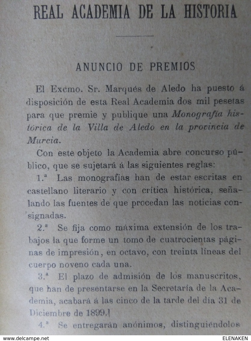 LIBRO ALEDO SU DESCRIPCIÓN E HISTORIA AÑO 1901 ORIGINAL,1ª EDICIÓN.RARO,UNICO PARA VENTA. Editorial: Madrid Año De Publi - Histoire Et Art