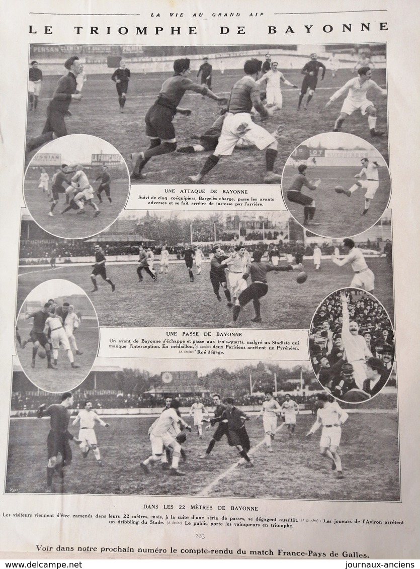 1912 RUGBY - MATCH STADE FRANÇAIS = BAYONNE - COMBES - Autres & Non Classés