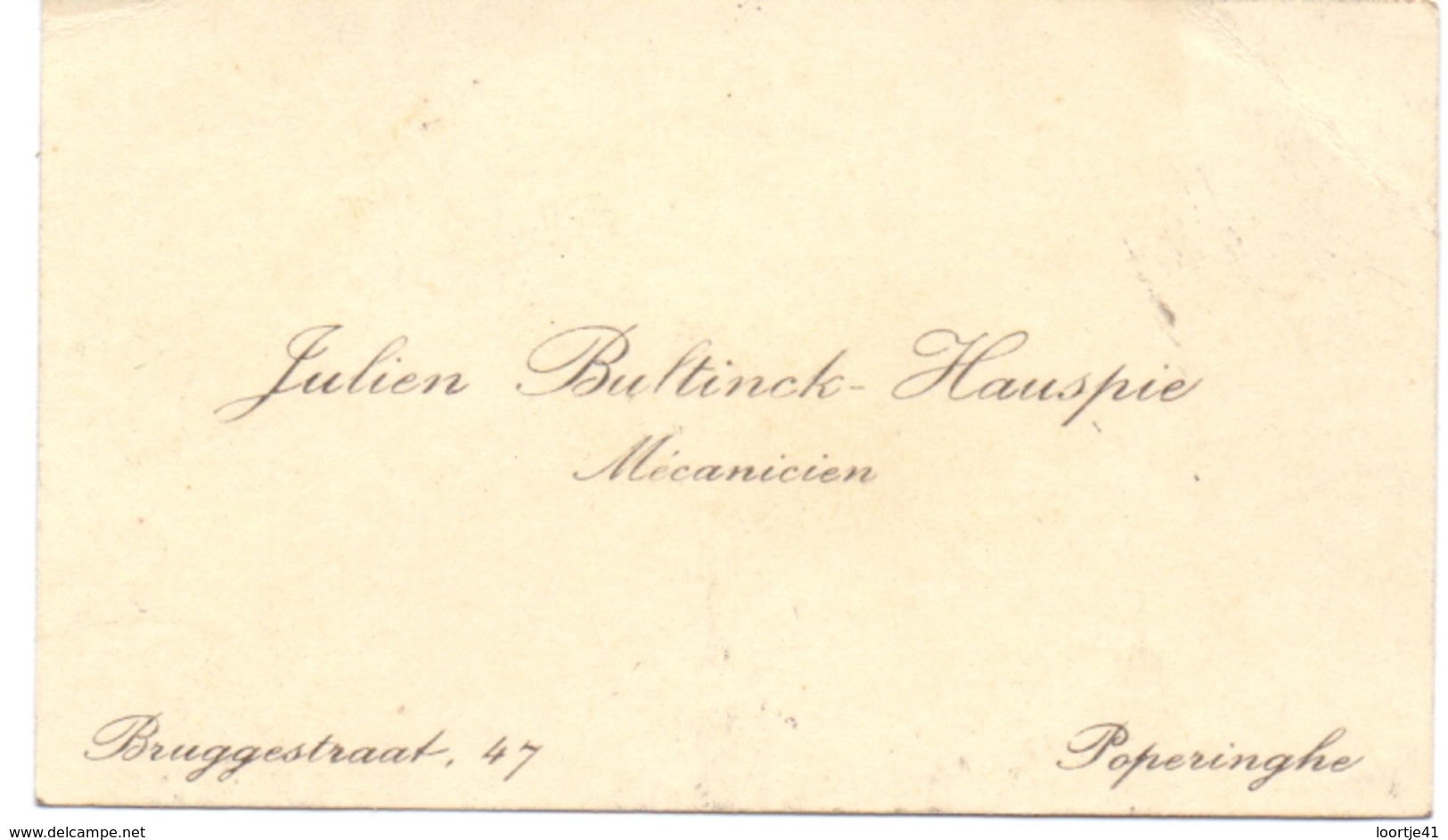 Visitekaartje - Carte Visite - Mecanicien Julien Bultinck - Hauspie - Poperinge - Visitenkarten