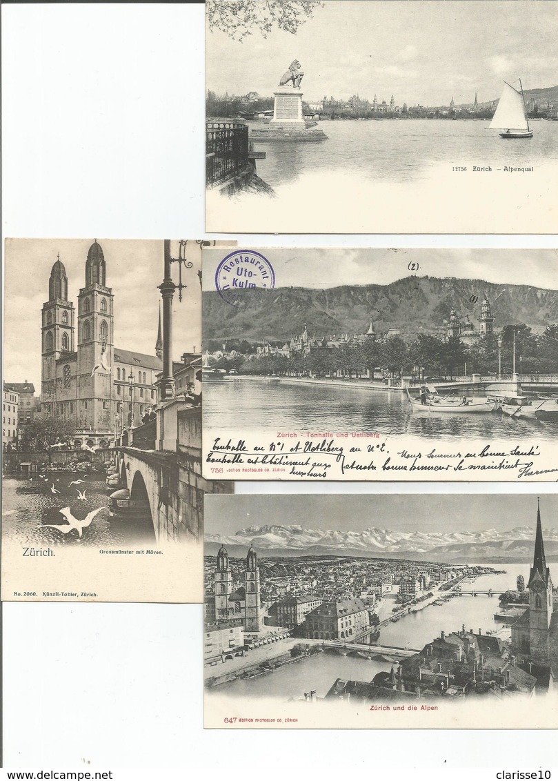 Suisse Lot De 8 CPA Zurich - 5 - 99 Postcards