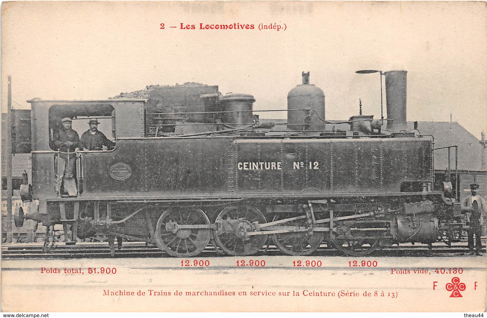 Les Locomotives  -  Machine De Train De Marchandise N° 12 En Service Sur La Ceinture  - Cheminots - Chemin De Fer - Matériel