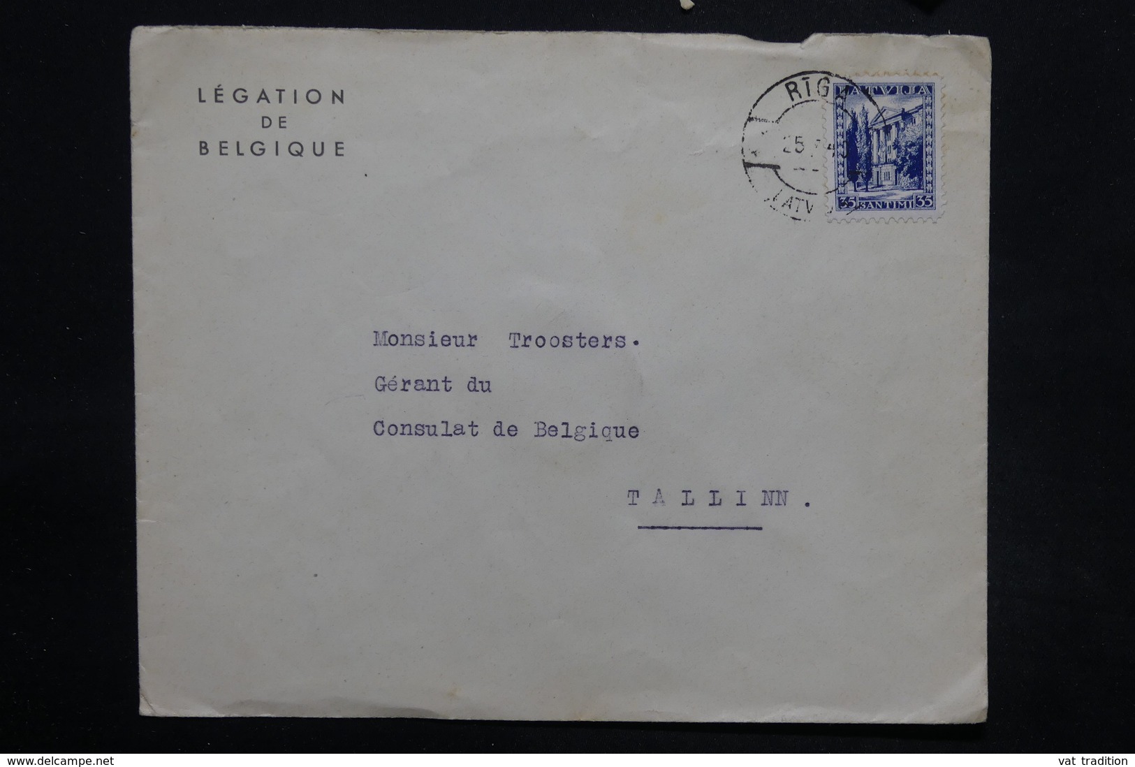 LETTONIE - Enveloppe Du Consulat De Belgique à Riga Pour Tallin En 1940, , Affranchissement Plaisant - L 25287 - Lettonie