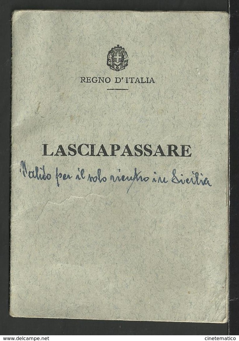 Lasciapassare Del Regno D'Italia Da Reggio Calabria Alla Sicilia - 17/5/1943 - Documenti