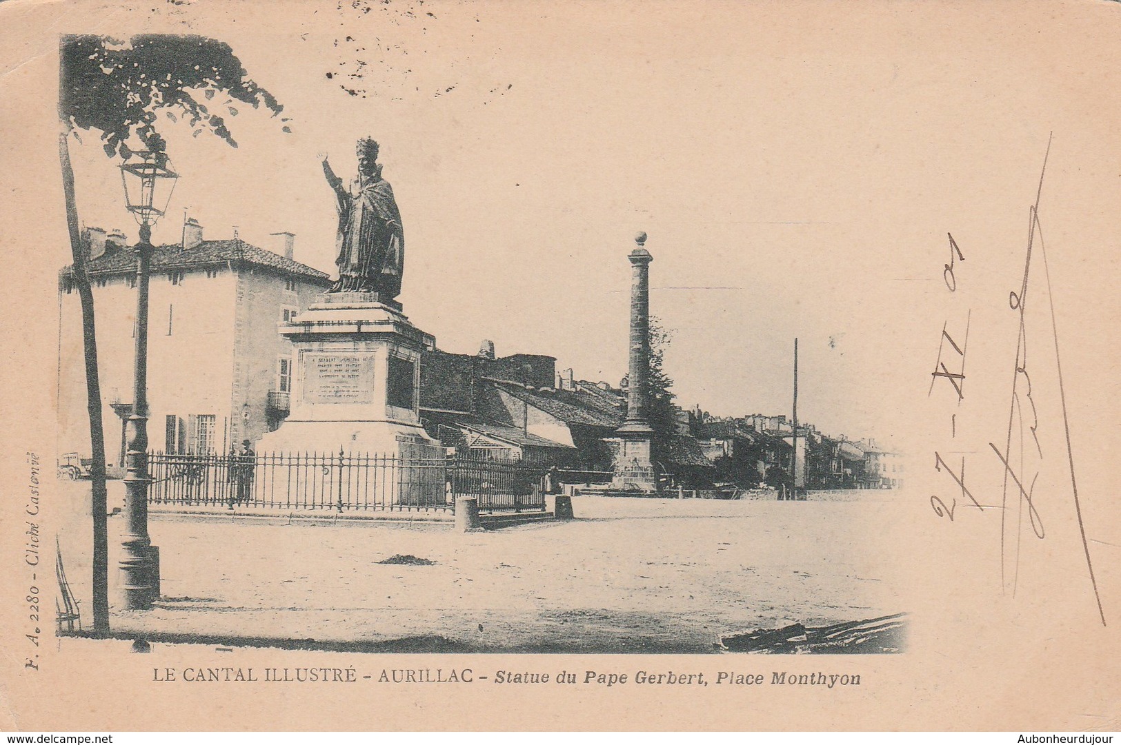 AURILLAC Statue Du Pape Gerbert Place Monthyon 624K - Aurillac