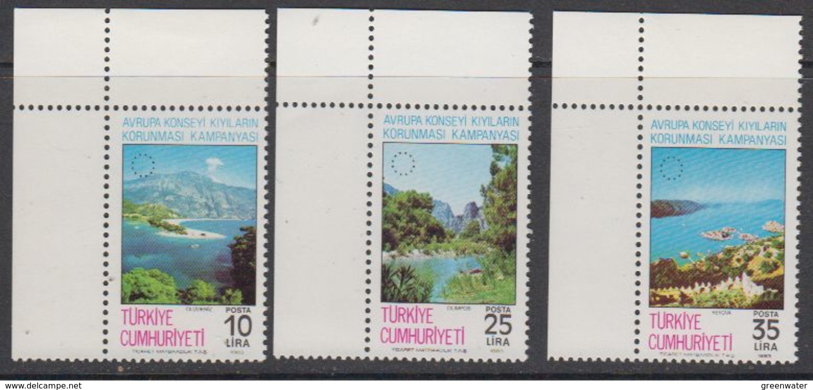 Turkey 1983 European Campaign "Schutz Der Ufer" 3v (corner) ** Mnh (42204) - Europese Gedachte