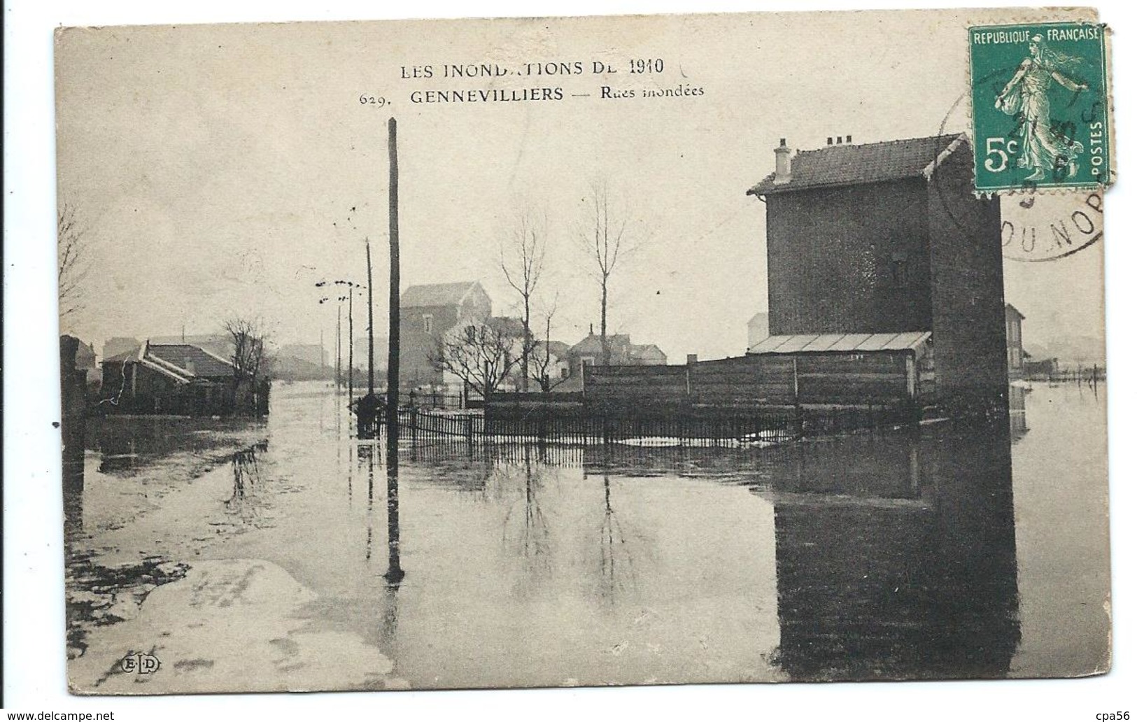 GENNEVILLIERS (JANVIER1910) Rues Inondées - Vente Directe - Gennevilliers