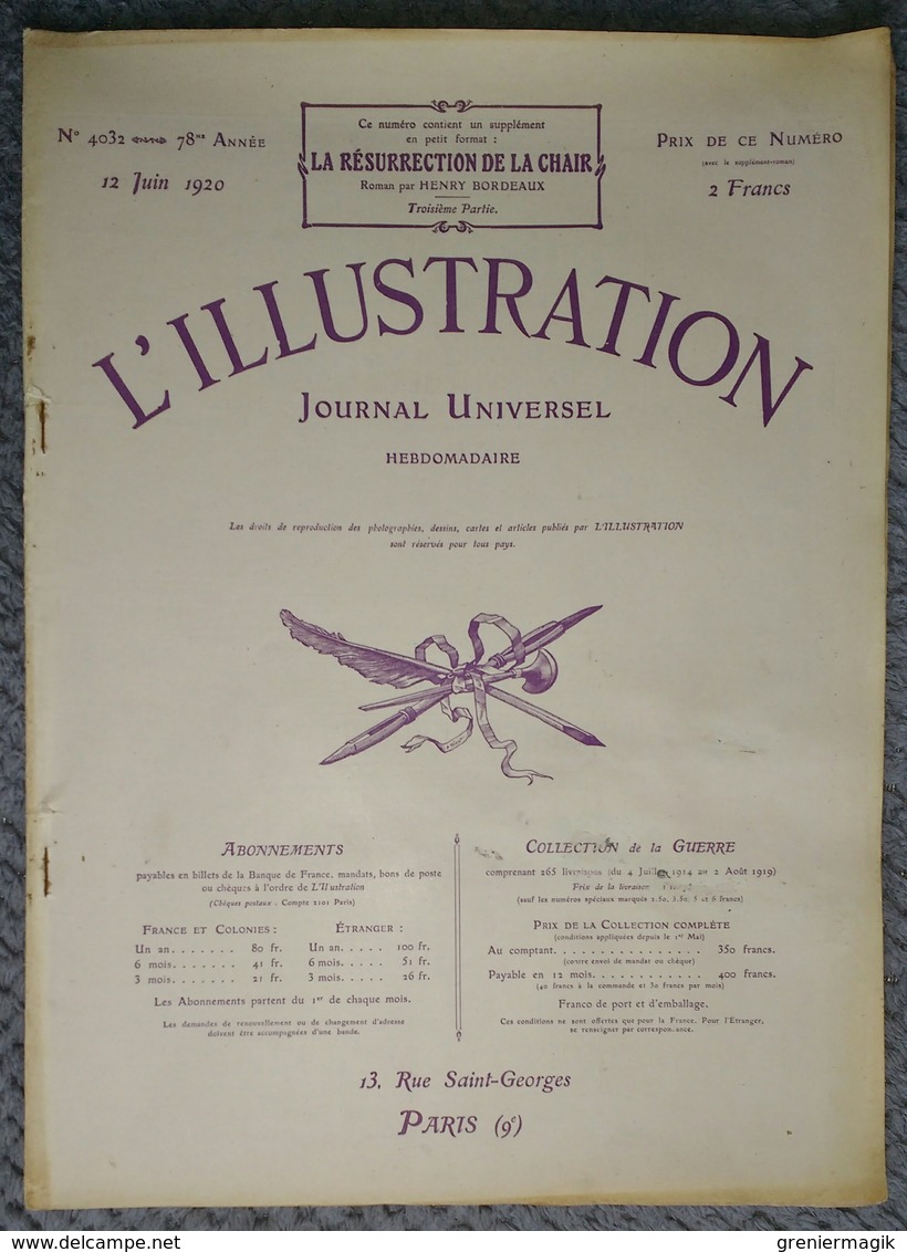 L'Illustration 4032 12 Juin 1920 Château De La Monteillerie/Semur En Auxois Domme Par Auguste Lepère/Paquebot Souirah - L'Illustration