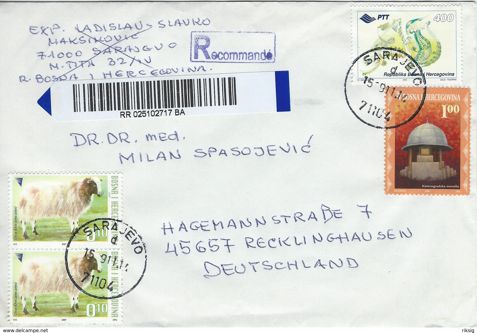 Bosnia - Herzogovina  Registered  Cover Sent To Germany.    H-1533 - Bosnia And Herzegovina