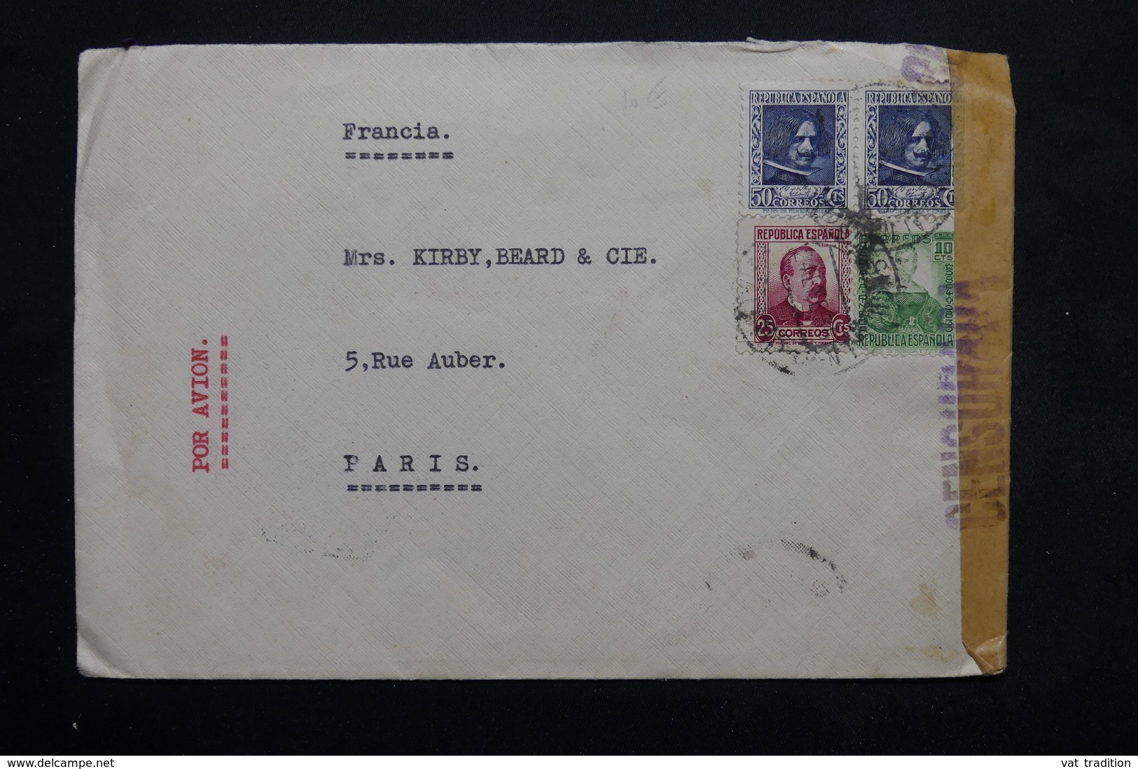 ESPAGNE - Enveloppe De Madrid Pour Paris En 1938 Avec Contrôle Postal Militaire , Affranchissement Plaisant - L 25316 - Republikeinse Censuur