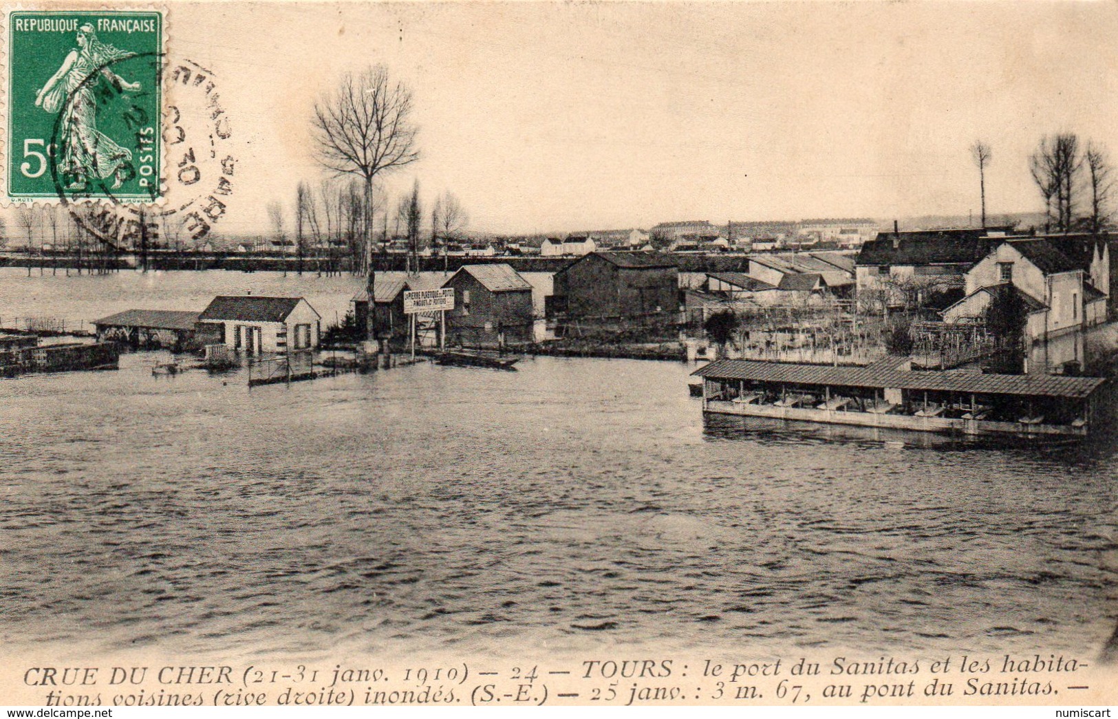 Tours Crue Du Cher Inondations Le Port Du Sanitas Bateaux-Lavoirs - Tours