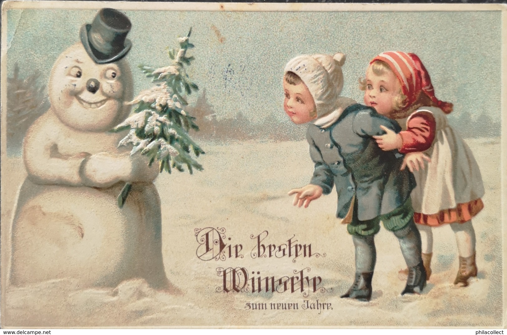 New Year - Snowman - Embossed - Prage - Relief 1928 Olympiade Stamp NL - Nieuwjaar