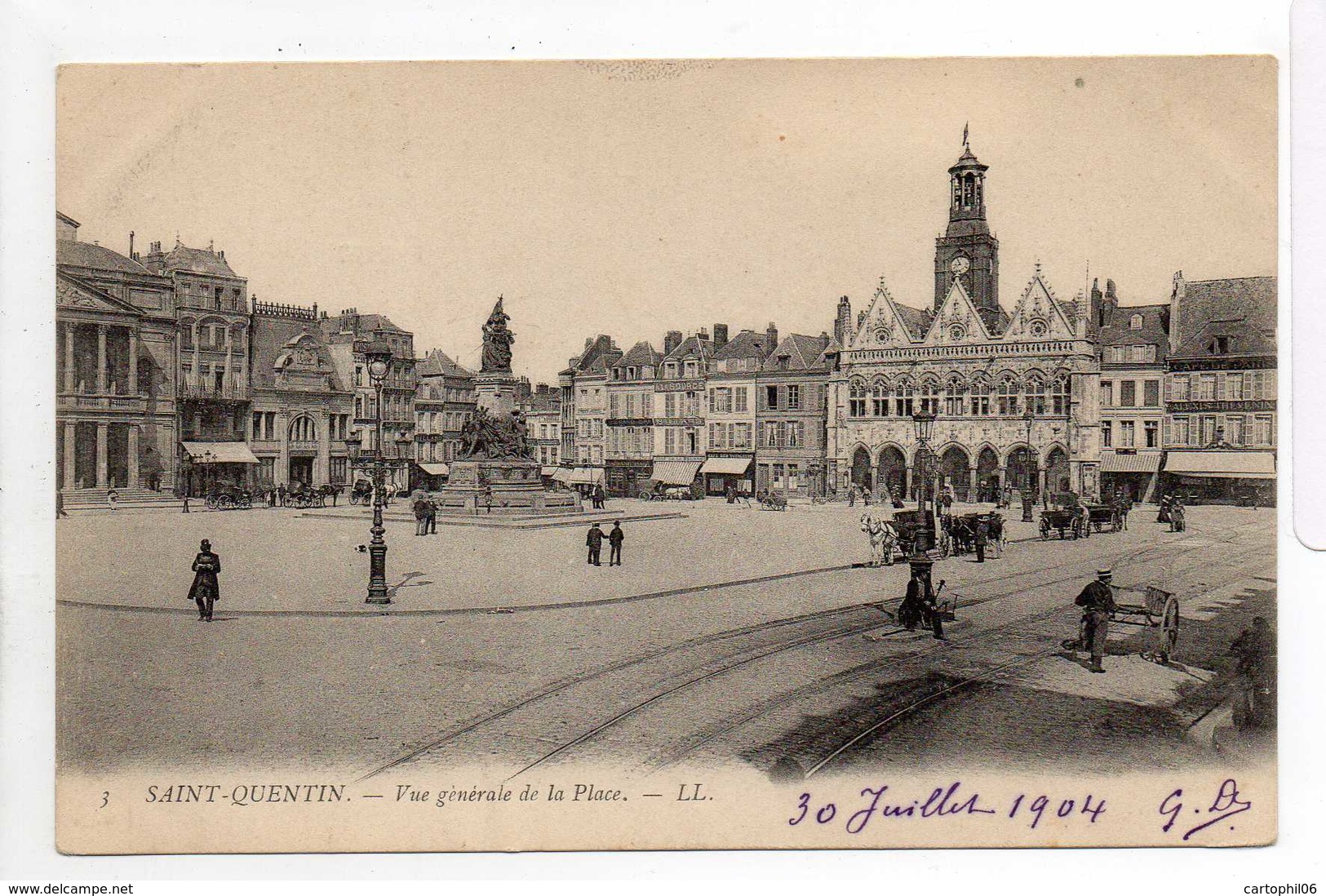 - CPA SAINT-QUENTIN (02) - Vue Générale De La Place 1904 (avec Personnages) - Editions Lévy N° 3 - - Saint Quentin