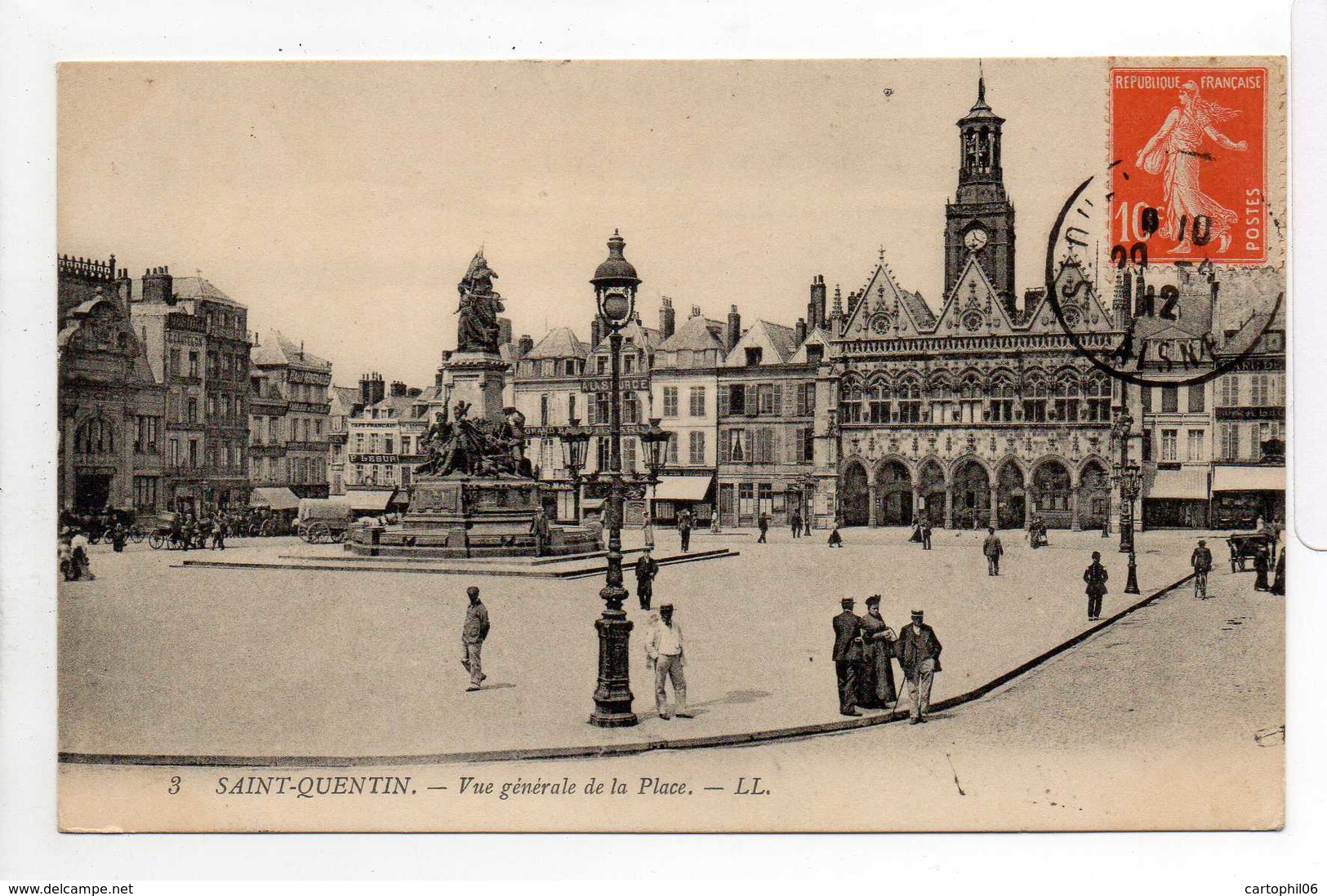 - CPA SAINT-QUENTIN (02) - Vue Générale De La Place 1912 (avec Personnages) - Editions Lévy N° 3 - - Saint Quentin